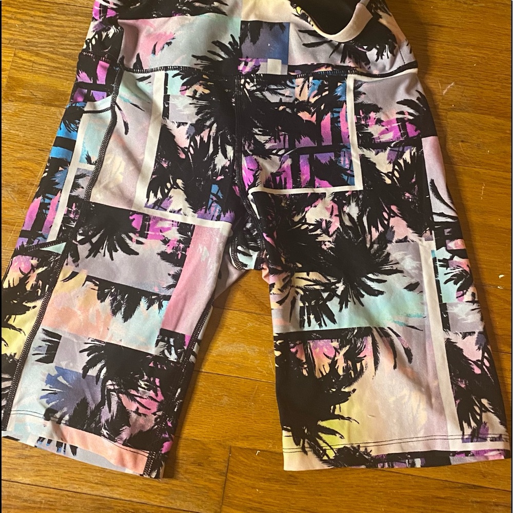 Calvin Klein palm tree multi color bike shorts